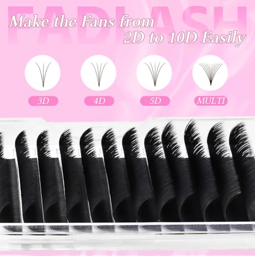 FADLASH Easy Fan Eyelash Extensions D Curl 15-20mm Mixed Tray
