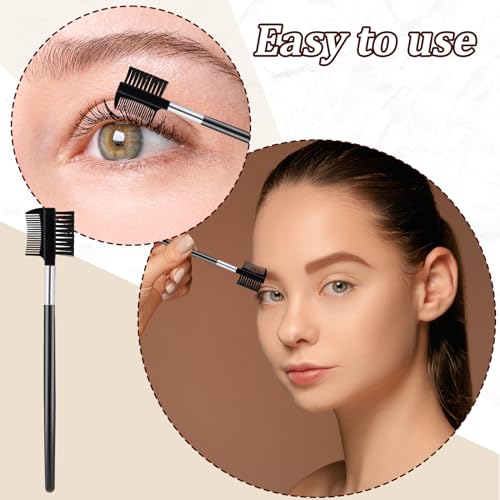 10-Pack Eyebrow & Eyelash Brush Comb Set - Dual-Sided Makeup Tool