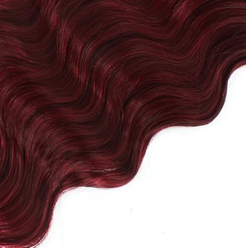 Burgundy Deep Wave Human Hair Bundles - 14, 16, 18 Inch Remy
