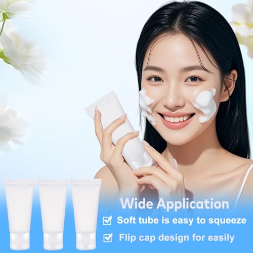 20PCS 50ml Refillable Cosmetic Squeezable Tubes - Clear Travel Containers
