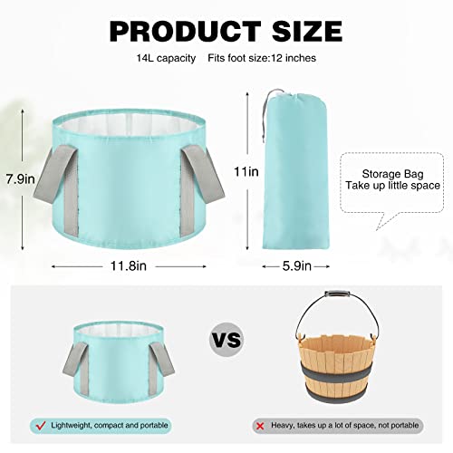 Meanplan Collapsible Foot Soak Tub - 3 Pack, 14L, Portable & Foldable