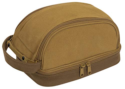 Rothco Deluxe Canvas Travel Kit Coyote Brown Vintage Dopp Toiletry Organizer