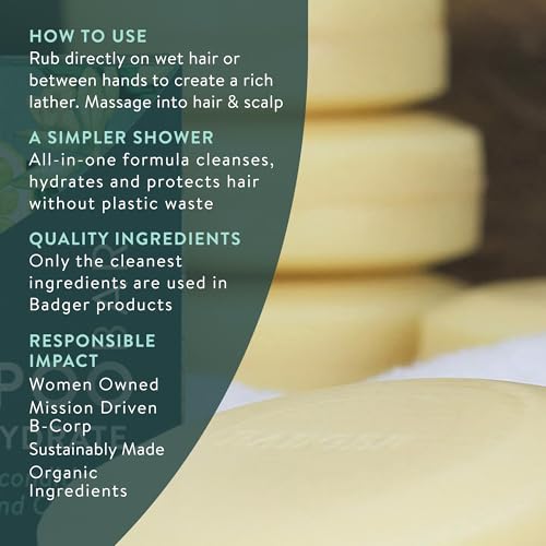Badger Jojoba & Baobab Vegan Conditioning Shampoo Bar - 3 oz