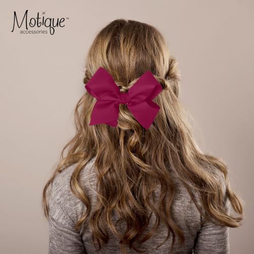 Motique Accessories 5.5 Inch Plum Grosgrain Hair Bow Clip for Women & Teens
