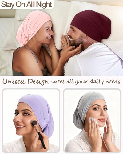 Simapu Cooling Sleep Bonnet, Adjustable Hair Wrap for Curly & Natural Hair