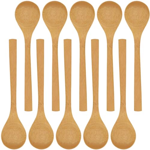 BambooMN 8-Inch Reusable Bamboo Soup Spoons - Pack of 10