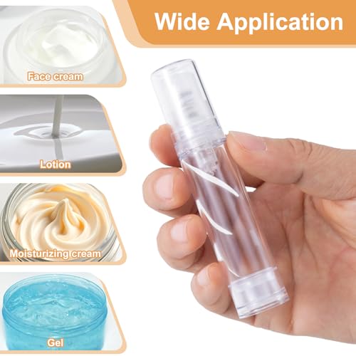 12pcs Airless Travel Pump Bottles Set 5ml, 10ml & 15ml Clear Cosmetic Containers
