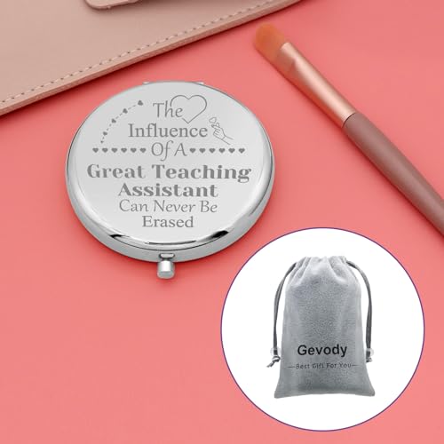 Gevody Silver Teacher Assistant Makeup Mirror - Appreciation Gift for Women