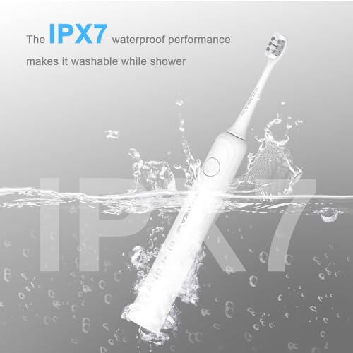 HYCHIKA Rechargeable Electric Toothbrush Snow White, 240-Day Battery Life, 8 Replacement Heads, 3 Modes