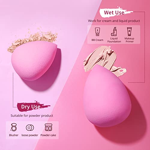 BEAKEY Makeup Sponge Set - 5 Pink Beauty Sponges for Flawless Application