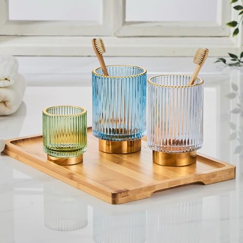 Vintage Glass Makeup Brush Organizer & Toothbrush Holder - Green, Small