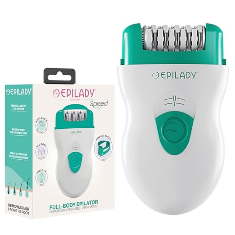 Epilady Speed Corded Epilator for Women ? Dual-Speed 40-Disc Root Hair Removal Device for Legs, Underarms and Bikini Area Compact Waterproof Anti-Pinch Design for Smooth Long-Lasting Results