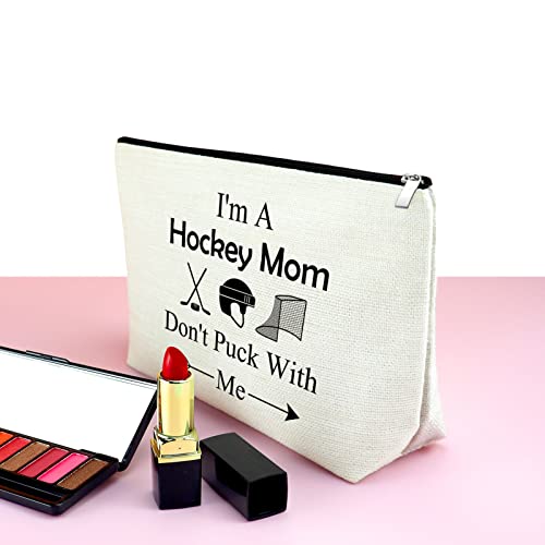 I'm a Hockey Mom Don't Puck with Me 3PCS Makeup & Zipper Pouch Gift for Women & Sports Lovers