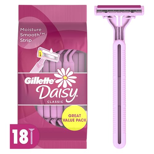 Gillette Venus Daisy Classic Disposable Razors for Women, 18 Count, Hair Removal for Women