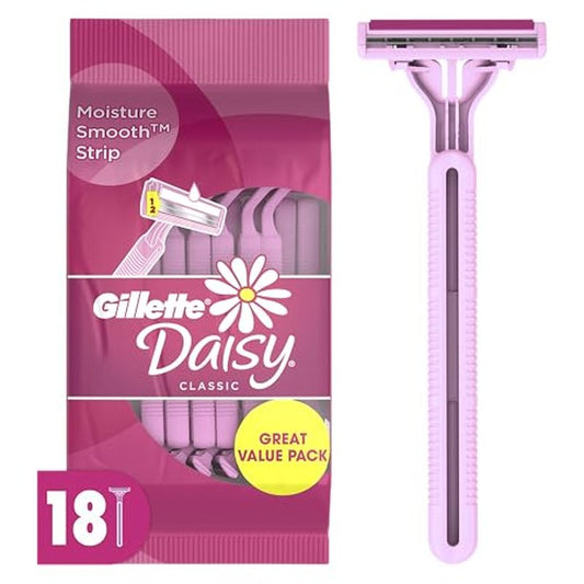 Gillette Venus Daisy Classic Disposable Razors for Women, 18 Count, Hair Removal for Women
