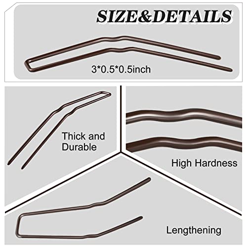Brown 3-Inch U-Shaped Hair Pins for Buns & Hairstyles - 36 Pack