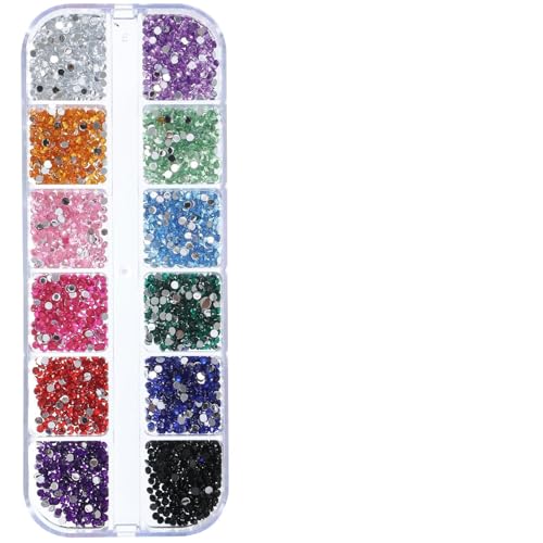 3000PCS Multicolor Nail Rhinestones - 2mm Flat Back Gems Set