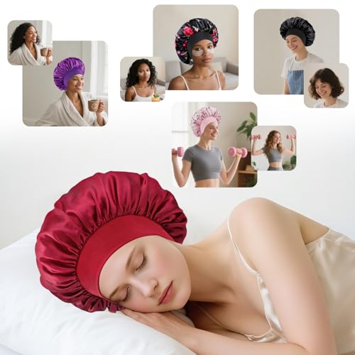 10 Pcs Satin Bonnets for Women - Multicolor Hair Bonnet Set