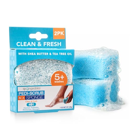 Spongeables Pedi Scrub Foot Exfoliating Wash Sponge Set - 2 Count