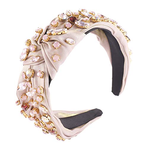 Crystal Velvet Knotted Headband with Rhinestones for Women