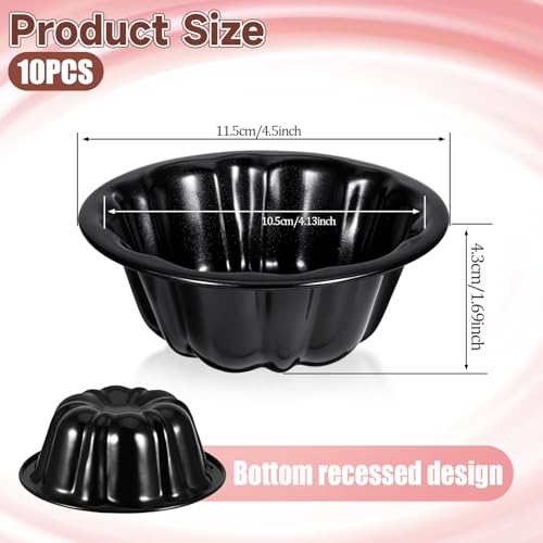 Vin Beauty 10Pcs Mini Fluted Tube Cake Pan Set - 4 Inch Nonstick
