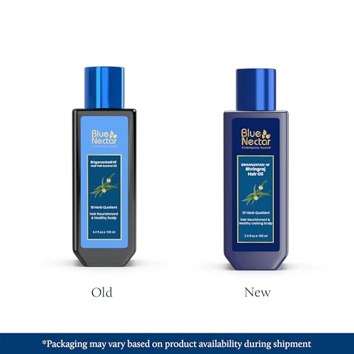 Blue Nectar Natural Hair Growth Oil - 3.4 Fl Oz | Bhringraj & Lavender for Hair Fall Control