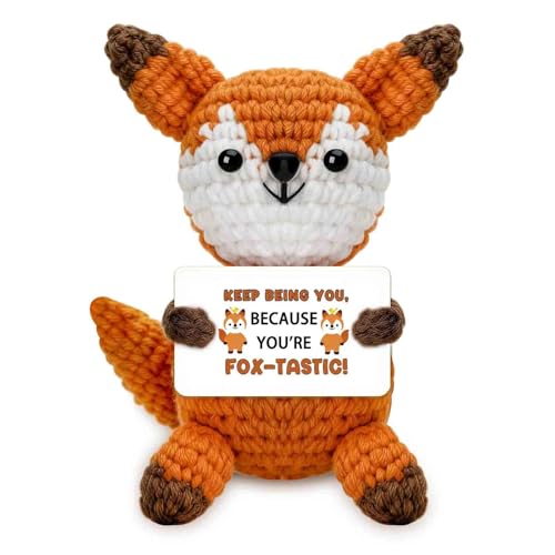 Handmade Crochet Fox Gift - Positive Inspirational Desk Decor