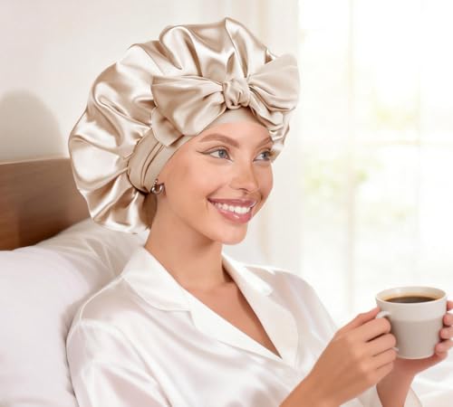 Women's Silk Satin Sleep Bonnet - Soft Adjustable Hair Wrap for Women