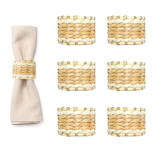 Handmade Rustic Seagrass Napkin Rings - Set of 6 for All Occasions