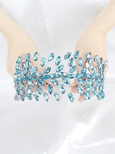 Light Blue Rhinestone Headband for Bride - Luxurious Hair Accessory