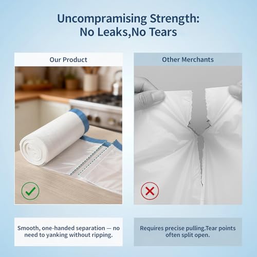 1.2 Gallon Drawstring Trash Bags, Unscented, Leakproof, 150 Count