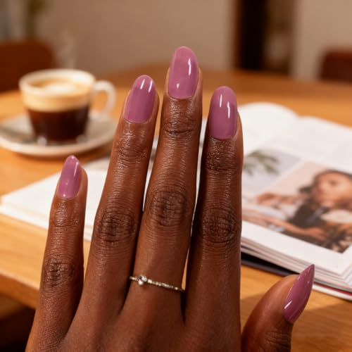 iBeautying Taro Red Press-On Nails - Medium Short Round Shape Kit