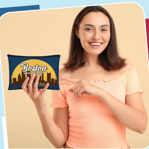 6 Pcs Boston Souvenir Cosmetic Bags - Travel Makeup Pouch Set