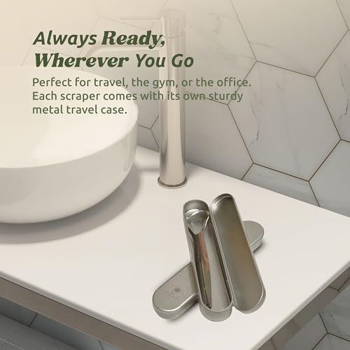 Stainless Steel Tongue Scraper Set with Travel Cases – Fresh Breath & Eco-Friendly Oral Care