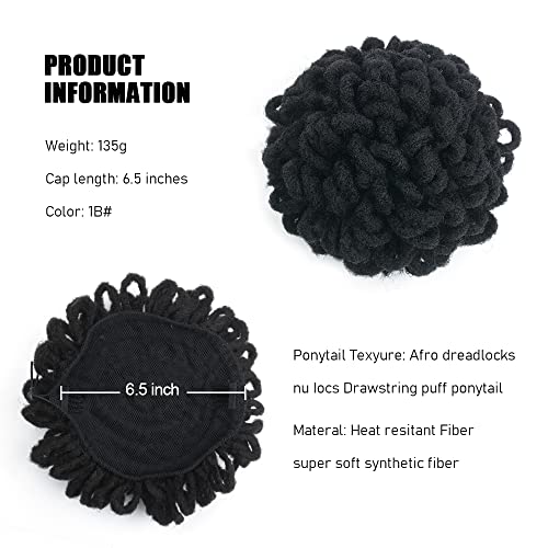 Yinmei Baibian 10 Inch Black Faux Locs Bun Ponytail Hairpiece for Black Women