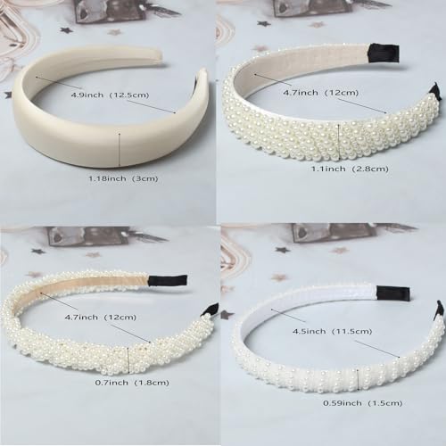 5-Pack Faux Pearl Headbands for Women and Girls, Elegant Hair Accessories