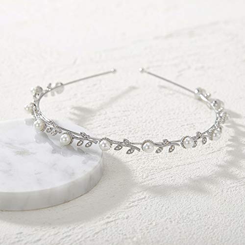 SWEETV Pearl and Rhinestone Bridal Headband for Wedding Hair Accessories