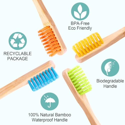Eco-Friendly Bamboo Toothbrushes - 10 Pack with Soft Bristles