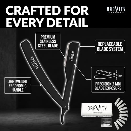 Gravity Razors Pro Straight Razor Kit - Ultra Exposed 2mm, 10 Blades