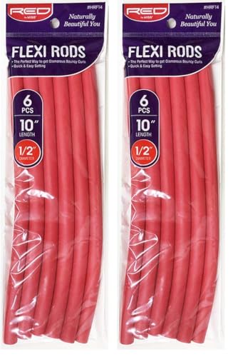 Red by Kiss Flexi Rods - Heatless Curlers for Bouncy Curls & Waves (Pack of 2)