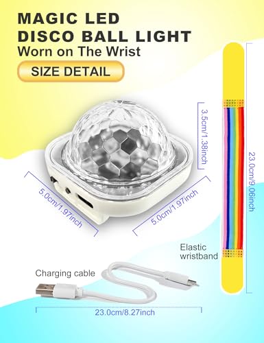 JICASTO Portable LED Disco Ball Light - Sound Activated Mini DJ Light for Parties