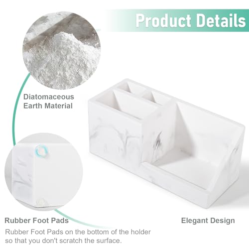 Diatomite Toothbrush Holder - Quick Dry Marble White Bathroom Organizer
