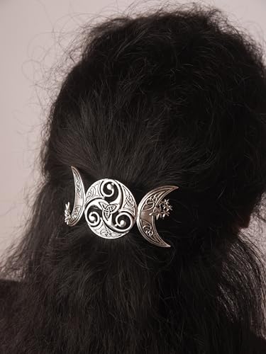 Vintage Celtic Knot Triple Moon Hair Clip Jewelry for Women