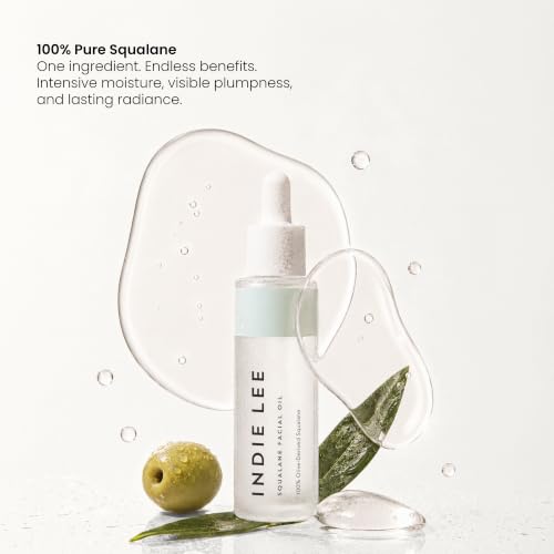 Indie Lee 100% Squalane Facial Oil - Olive-Derived Hydrating Serum, 10ml