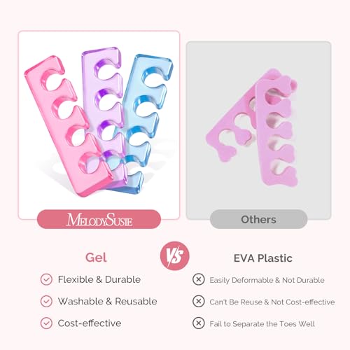 MelodySusie 6-Piece Silicone Toe Separators for Pedicure & Nail Polish
