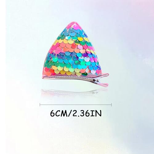 Glitter Cat Ear Hair Clips for Girls - 12 Pack Sparkly Animal Hair Barrettes