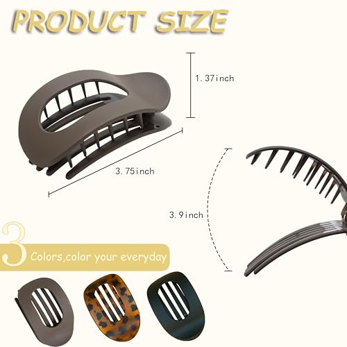 Large Flat Claw Clips for Women - 6 Pack Non-Slip Hair Accessories