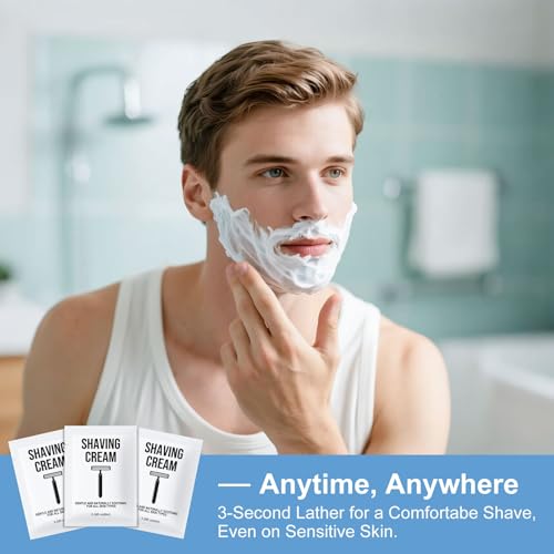 Travel Shaving Cream Packets, 50 Individual Unscented Bulk Portions