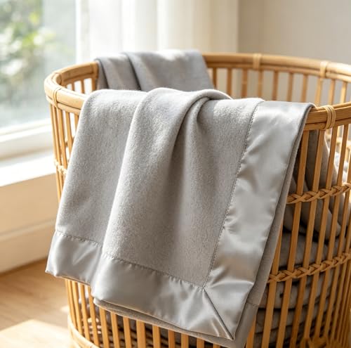 TL Care Cozy Fleece Blanket with Satin Trim - 30" x 40" - Gray