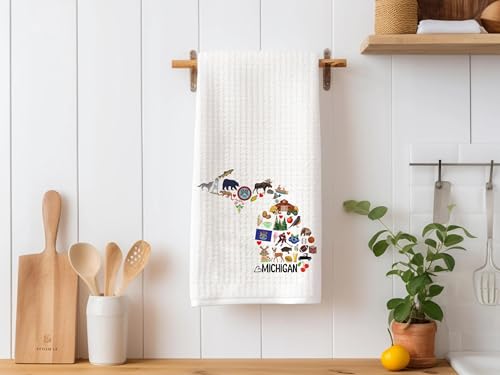 Michigan State Map Kitchen Towel - Soft & Absorbent Tea Towel